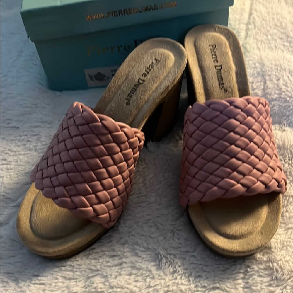 Pierre Dumas Pink Mules with Woven Design
